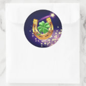 ラッキーホースシュー4葉クローバー射撃、 発砲スターパープル ラウンドシール (バッグ)