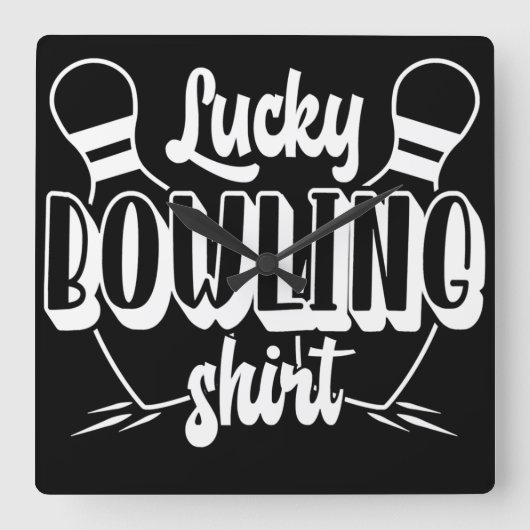 ラッキーボーリング長袖Tシャツ スクエア壁時計 (正面)