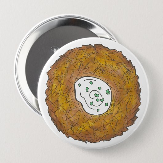 ラッキーポテトパンケーキハヌッカユダヤ系ホリデーフード 缶バッジ (正面&裏面)