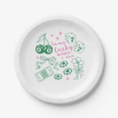 ラッキーママの時代に Pink & Green St Patricks Day ペーパープレート (正面)