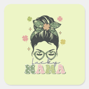 ラッキーママ – Messy Bun – クローバーセントパトリック スクエアシール