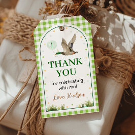 ラッキーマルガモのグリーン誕生日感謝 ギフトタグ