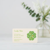 ラッキーマン |金ゴールドコインクローバー 名刺 (スタンド正面)