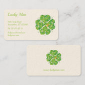 ラッキーマン |金ゴールドコインクローバー 名刺 (正面/裏面)
