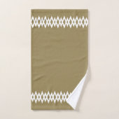 ラッキーモダンベージュのダイヤモンド装飾線 バスタオルセット (ハンドタオル)