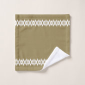 ラッキーモダンベージュのダイヤモンド装飾線 バスタオルセット (ウォッシュタオル)