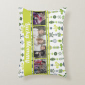 「ラッキーモーミー」シャムロッククローバーパターン写真 アクセントクッション (正面(垂直))