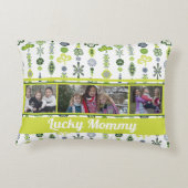 「ラッキーモーミー」シャムロッククローバーパターン写真 アクセントクッション (裏面)