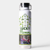 「ラッキーモーミー」シャムロッククローバーフローラ写真 ウォーターボトル (背面)