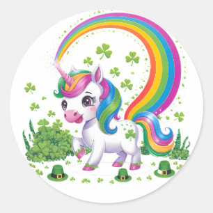 ラッキーユニコーンシャムロックSt patricks dayレプリコーン ラウンドシール