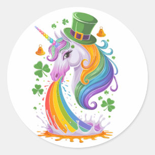 ラッキーユニコーンシャムロックSt patricks dayレプリコーン ラウンドシール