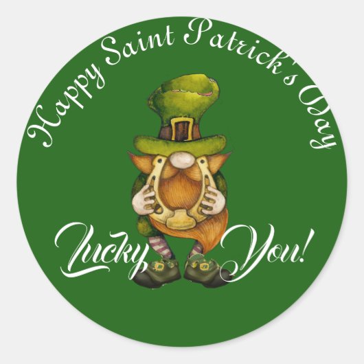 ラッキーユーレプラーノンハッピーSaint patricks dayかわいい ラウンドシール (正面)