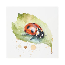 ラッキーラディバグの葉 メタルプリント