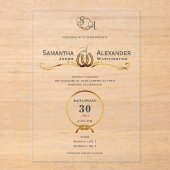 ラッキーラブウェスタン素朴バーンホースシューズ結婚ズ アクリル招待状 (正面)