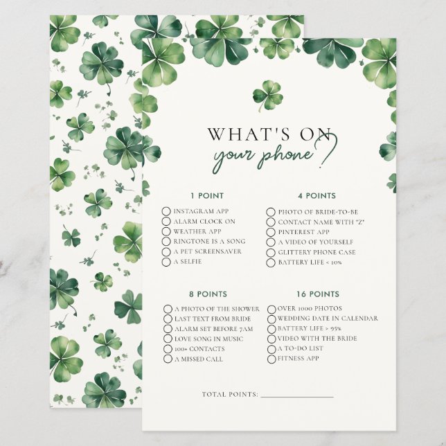 ラッキーラブオンザホンブライダルシャワーゲーム (正面/裏面)