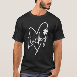 ラッキーラブハートシャムロックCウィメンズグリーン1 Tシャツ