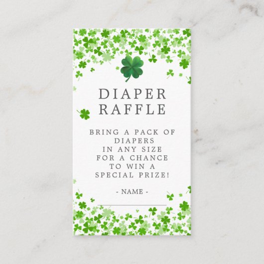 ラッキーリトルシャムロックベビーシャワーオムツラッフルE エンクロージャーカード (正面)