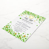 ラッキーリトルシャムロックベビーシャワー 箔招待状 (回転した状態)