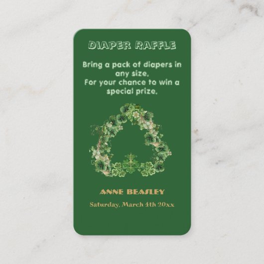 ラッキーリトルシャームロックグリーン金ゴールドリーフベビーシャワー エンクロージャーカード (正面)