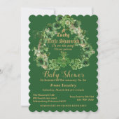 ラッキーリトルシャームロックグリーン金ゴールドリーフベビーシャワー 招待状 (正面)