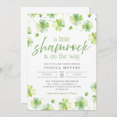 ラッキーリトルシャームロックセントパトリックの赤ちゃんシャワー 招待状 (正面/裏面)