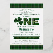 ラッキーリトルシャームロック1歳実在誕生日 箔招待状 (正面)