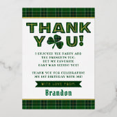 ラッキーリトルシャームロック1st誕生日ありがとうござ実在う 箔招待状 (正面)