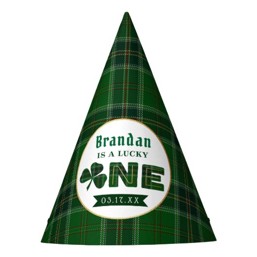 ラッキーリトルシャームロック1st誕生日 パーティーハット (正面)