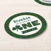 ラッキーリトルシャームロック1st誕生日 ラウンドペーパーコースター (アングル)