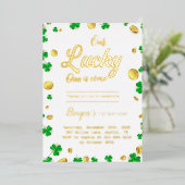 ラッキーリトルワン – St.Patrick's Day Baby Shower 箔招待状 (立ち正面)