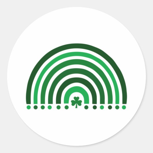 ラッキーレインボークローバー – St. Patrick's Day Geometric ラウンドシール (正面)