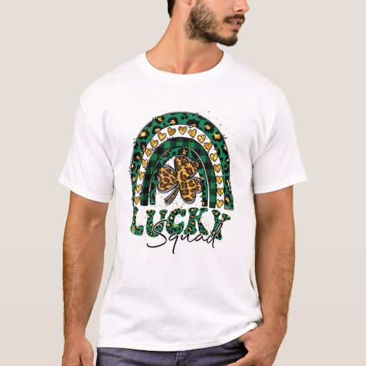 ラッキーレインボーSt patricks dayヒョウ分隊クローバー Tシャツ (正面)