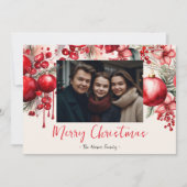 ラッキーレッドポインセチア家族写真 シーズンカード (正面)