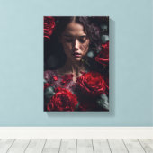 ラッキーレッドローズガール キャンバスプリント (インサイチュ (ウッドフロア))