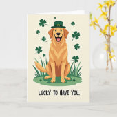 ラッキーレトリーバーのSt Patrickカード カード (黄色い花)