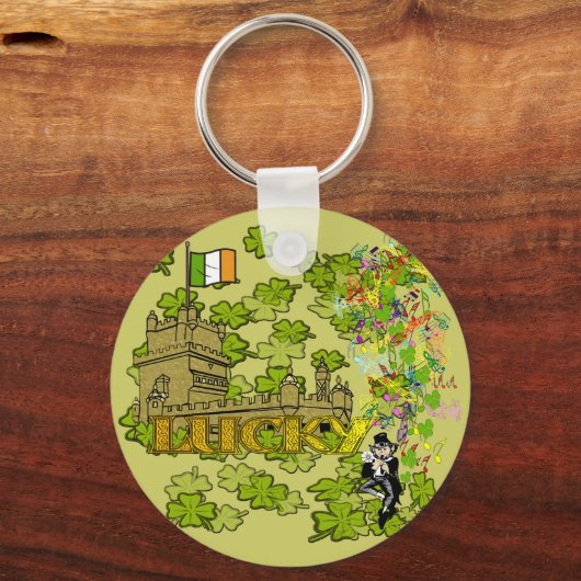 ラッキーレプラーアンと彼のアイルランドの城 キーホルダー (正面)