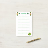 ラッキーレプレシャン&シャームロックが行う行う事を並べた ポストイット (デスク上)