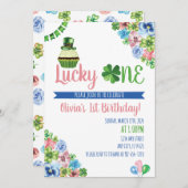 ラッキーワンサンパトリックの日の最初の誕生日 招待状 (正面/裏面)