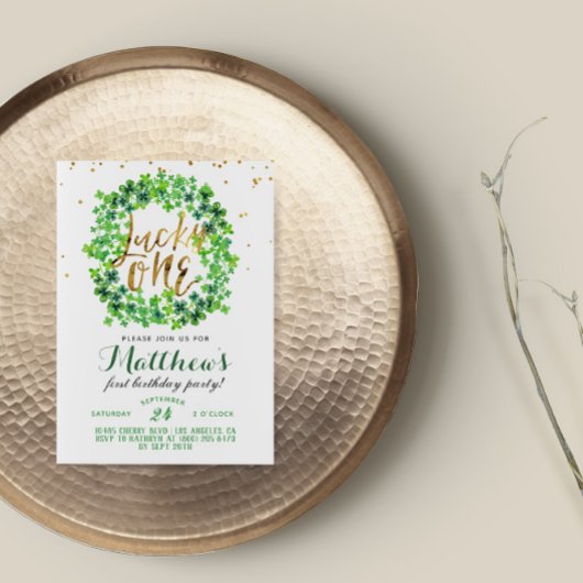 ラッキーワンセントパトリックの日の最初の誕生日 招待状