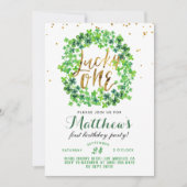 ラッキーワンセントパトリックの日の最初の誕生日 招待状 (正面)