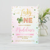 ラッキーワンセントパトリックの日女の子1st誕生日 招待状 (スタンド正面)