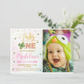 ラッキーワンセントパトリックの日女の子1st誕生日 招待状 (スタンド正面)