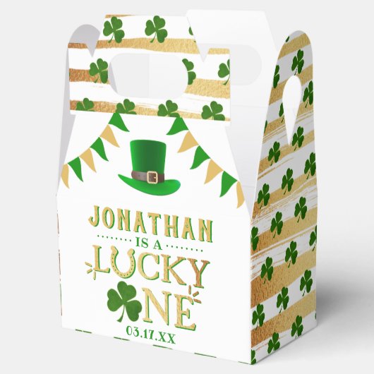 ラッキーワンセントパトリックの日1日の誕生日パーティー フェイバーボックス (オープン)
