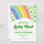 ラッキーワンセントパトリックの日1日の誕生日パーティー 招待状 (正面)
