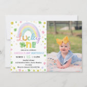 ラッキーワンセントパトリック誕生日フォト招待状 サンキューカード (正面)