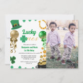 ラッキーワンツイン1st誕生日セントパトリックの日男の子 招待状 (正面)