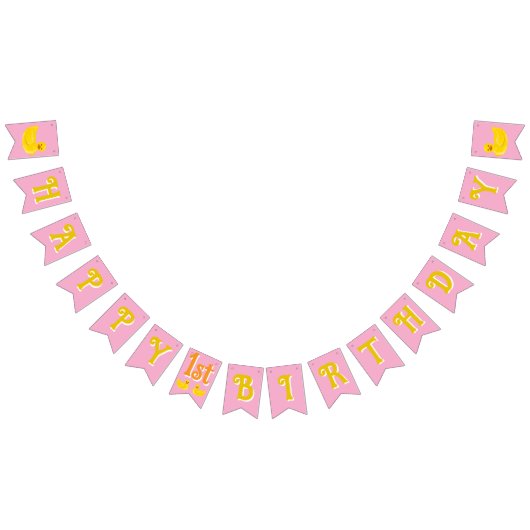ラッキーワンハッピーファースト誕生日 バンティングフラッグ (全)