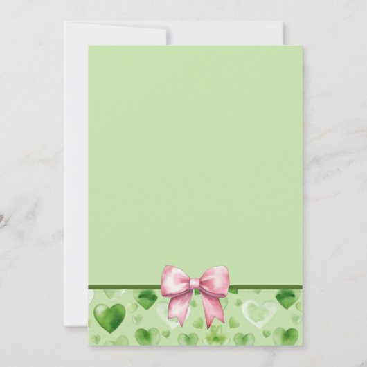 ラッキーワンピンクアンドグリーンファースト誕生日 招待状 (裏面)