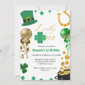 ラッキーワンファースト誕生日セントパトリックのデイボーイガール 招待状 (正面)