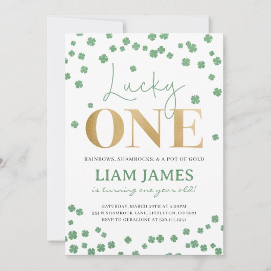 ラッキーワンファースト誕生日セントパトリック招待状 招待状 (正面)